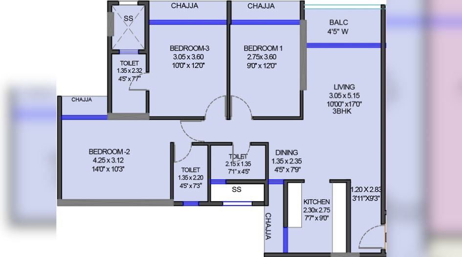 Bhagwati-Avenoir-Floor-Plan-3 BHK-Type-1